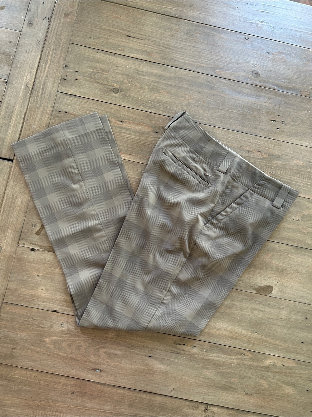 Nike Women's Golf Pants Brown Tan Cream Plaid Size 4 Like New